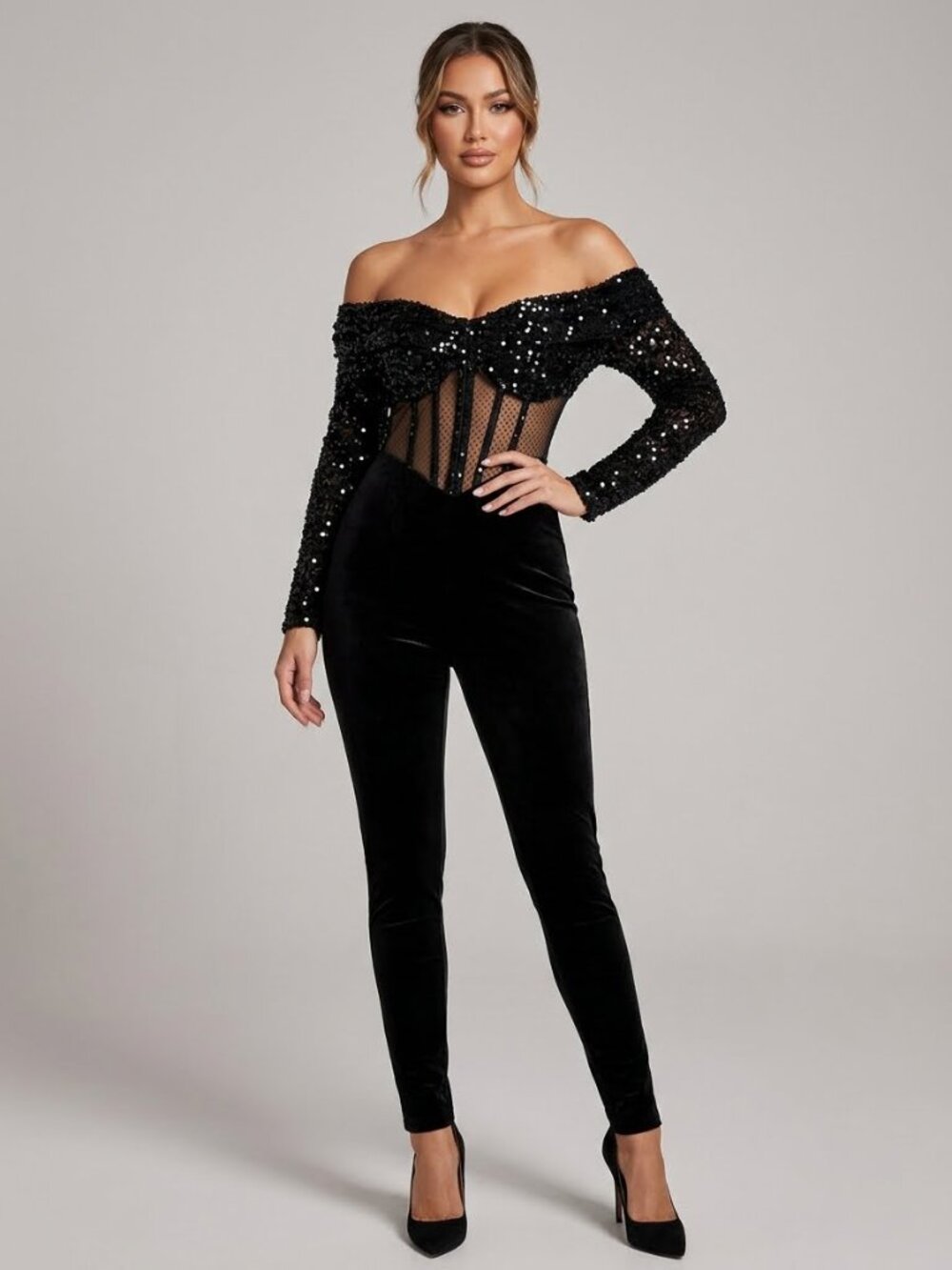 NWT Fashion Nova Special Invite Velvet Jumpsuit M